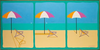 Jan Wilson Grabich Waterscape Oil On Canvas 'Summer Beach'