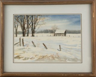 Ellie Carbone Landscape Watercolor 'Snow Day'