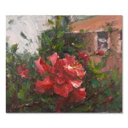 Bihua Gong Impressionist Original Oil Painting 'A Little Red'