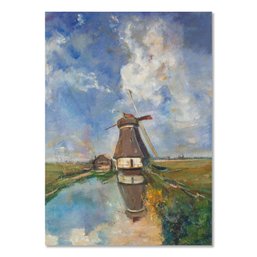 Zeyu Zhang Impressionist Original Oil On Canvas 'Windmill'