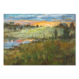 HaiFan Huang Impressionist Original Oil Painting 'Sunset Scenery'