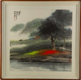 Chinese ShanShui Watercolor 'Summer Day Nice View'