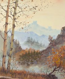 Shanwen Mou Landscape Original Oil On Canvas 'Morning In The Mountains'