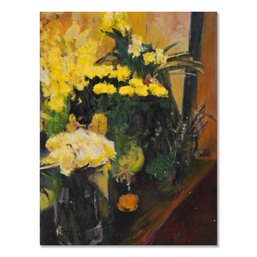Yin Zhang Impressionist Original Oil Painting 'Yellow Flowers'