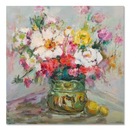 Dejun Chen Impressionist Original Oil Painting 'Flowers'