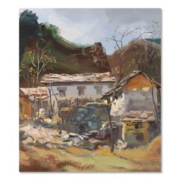 Qingliang Wang Impressionist Original Oil Painting 'Chaoyang Village Series 2'
