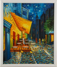 Landscape Oil On Canvas 'After Van Gogh's Cafe Terrace At Night'