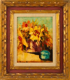 Still Life Oil On Canvas 'Flower And Vase'
