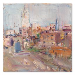 Weiguo Zhang Impressionist Original Oil Painting 'City View'