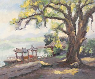 Pingchang Zhang Impressionist Original Oil On Canvas 'Shading'