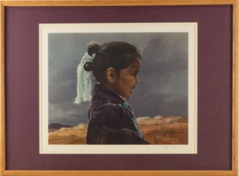 Portrait Print Signed Ray Swanson ( 1937-2004 )'Little Girl (1973) Signed'