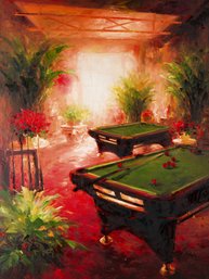 Lin Hongdan Impressionist Original Oil Painting 'Billiards'