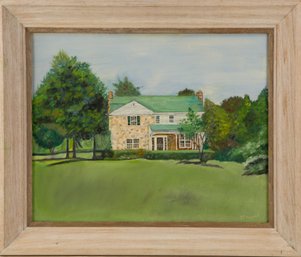 Landscape Oil On Canvas Signed S.Tempeat'Little Green House'