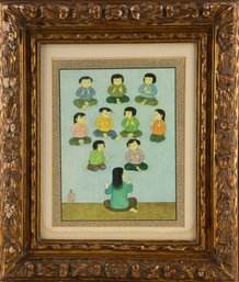 MAI THU Portrait Print 'Little Girls Study Together'