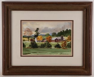 Vintage Landscape Watercolor 'Autumn Is Coming'