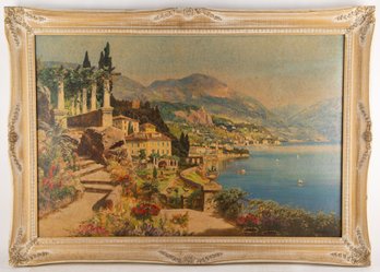 Large Vintage Landscape Wall Art With Frame 'Near By The Water'