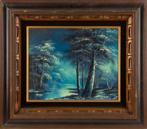 Landscape Oil On Canvas Barry'Monochrome Blue'