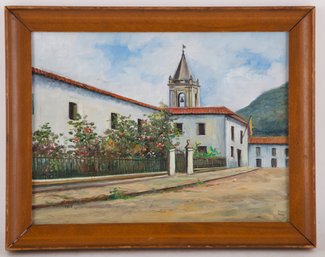 Impressionism Oil On Wood 'Church View'