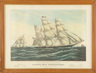 Waterscape Print James E. Buttersworth'Clipper Ship 'Sweepstakes''