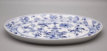 Meissen Blue Oval Plate With Flower And Plant Pattern, Number: 146, Made In Germany