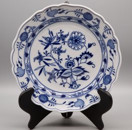 Meissen Blue Round Plate With Flower And Plant Pattern, Number: 38, Made In Germany