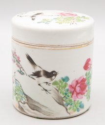 Chinese Huaniao Porcelain Box With Overglaze Enamel