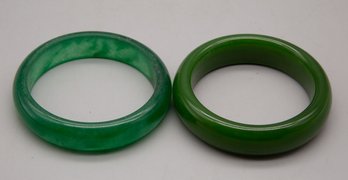 Pair Of Green Hetian Jade Bracelet 2