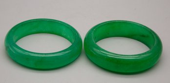 Pair Of Light Green Hetian Jade Bracelet 3