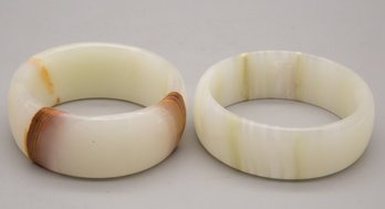 Pair Of White Jade Bracelets