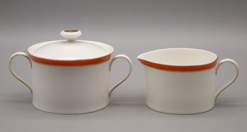 Newport Orange By Tiffany & Co. 1 Tea Cup With Lid And 1 Creamer Bone China., Made In Japan