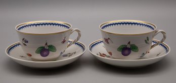 Set Of Two Richard Ginori Tea Cups With Saucers, Made In Italy