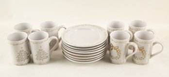 Terri Fosson KIC 16 Piece Holiday Mug And Dessert Plate Set