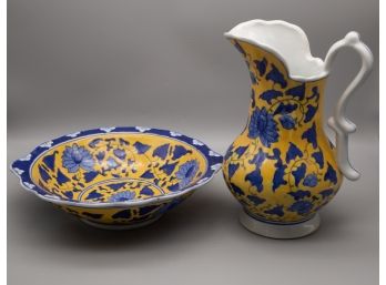 Vintage Blue And Yellow Porcelains