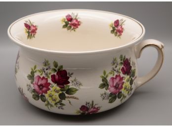 Vintage White Porcelain Floral Chamber Pot Made In England
