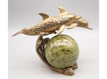 Metal And Stone Made Dolphin Adornment
