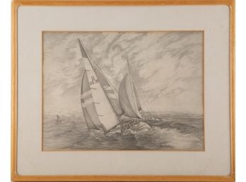 Black And White Sketch Print 'Sailing Boat - To Be Free'