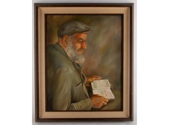 Portrait Oil On Board 'Read A Book'