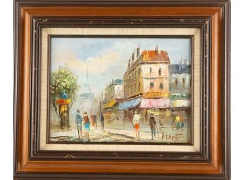 Impressionist Oil On Canvas 'Parisian Scene' SIgned Burnett