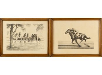 Animal Print 'Horse Racing Black And White Sketch'