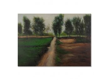Jianping Chen Impressionist Original Oil Painting 'Path With Tree On The Side '