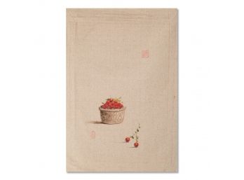 Rulin Xian Still Life Original Oil Painting 'Basket Of Cherry'