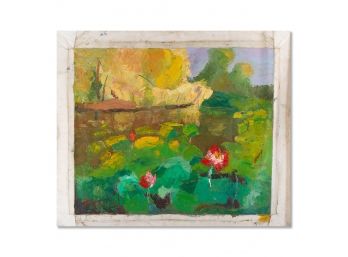 Hong Zhi Impressionist Original Oil Painting 'Lily Pond In Sunset'