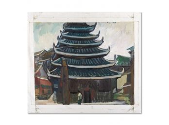Xing Wei Impressionist Original Oil Painting 'The Temple'