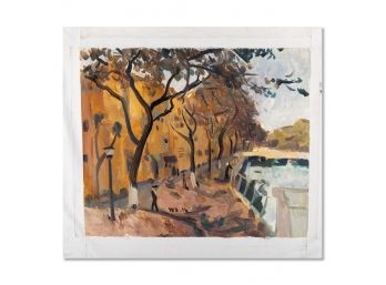 Xing Wei Impressionist Original Oil On Canvas 'Autumn Street View '