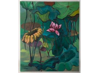 XinYi Huang Modernist Original Oil On Canvas 'Water Lily'