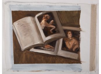 Dongxing Huang Still Life Original Oil On Canvas 'Two Books'