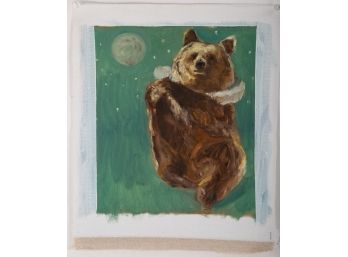 Dongxing Huang Animal Original Oil Painting 'Dancing Bear'