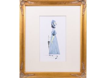 Honoria D. MARSH (?-1993) Portrait Print 'Lady With Blue Outfit'