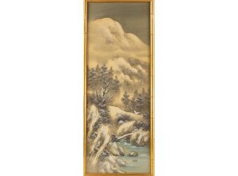 Xi Tang Chinese ShanShui Watercolor On Silk 'Snow Day Mountain'