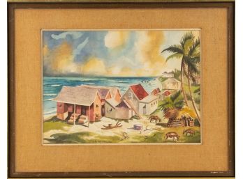 Ford Hobbs Landscape Watercolor 'Vacation House'